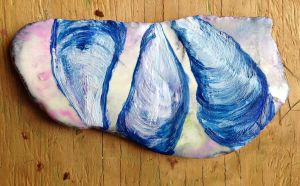 oil pastel and encaustic