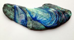 casein, colored pencil and encaustic