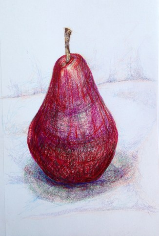 Red Pear: colored pencil