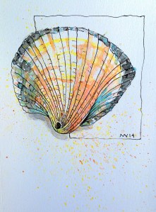 Ink outlines and watercolor washes