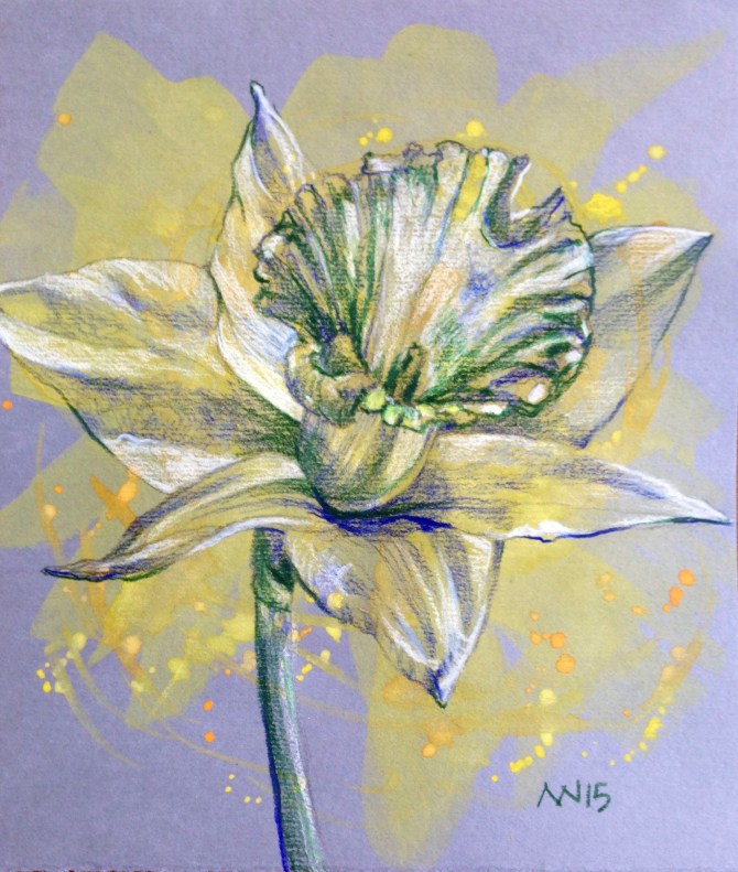 Opaque watercolor and colored pencil