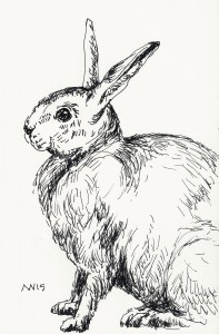 quick Easter bunny sketch: ink only journal