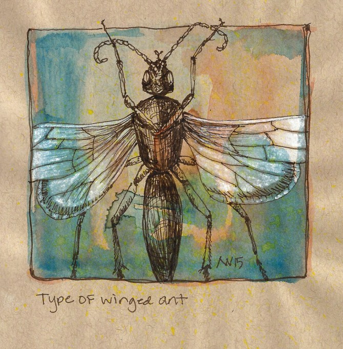 Sepia Pitt Pen, Water-soluble Crayon, White Sharpie