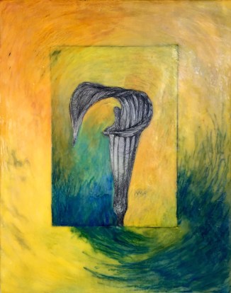 Jack-in-the-pulpit: encaustic on wood panel, 11x14